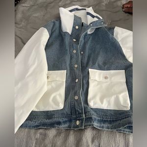 Akira denim leather jacket